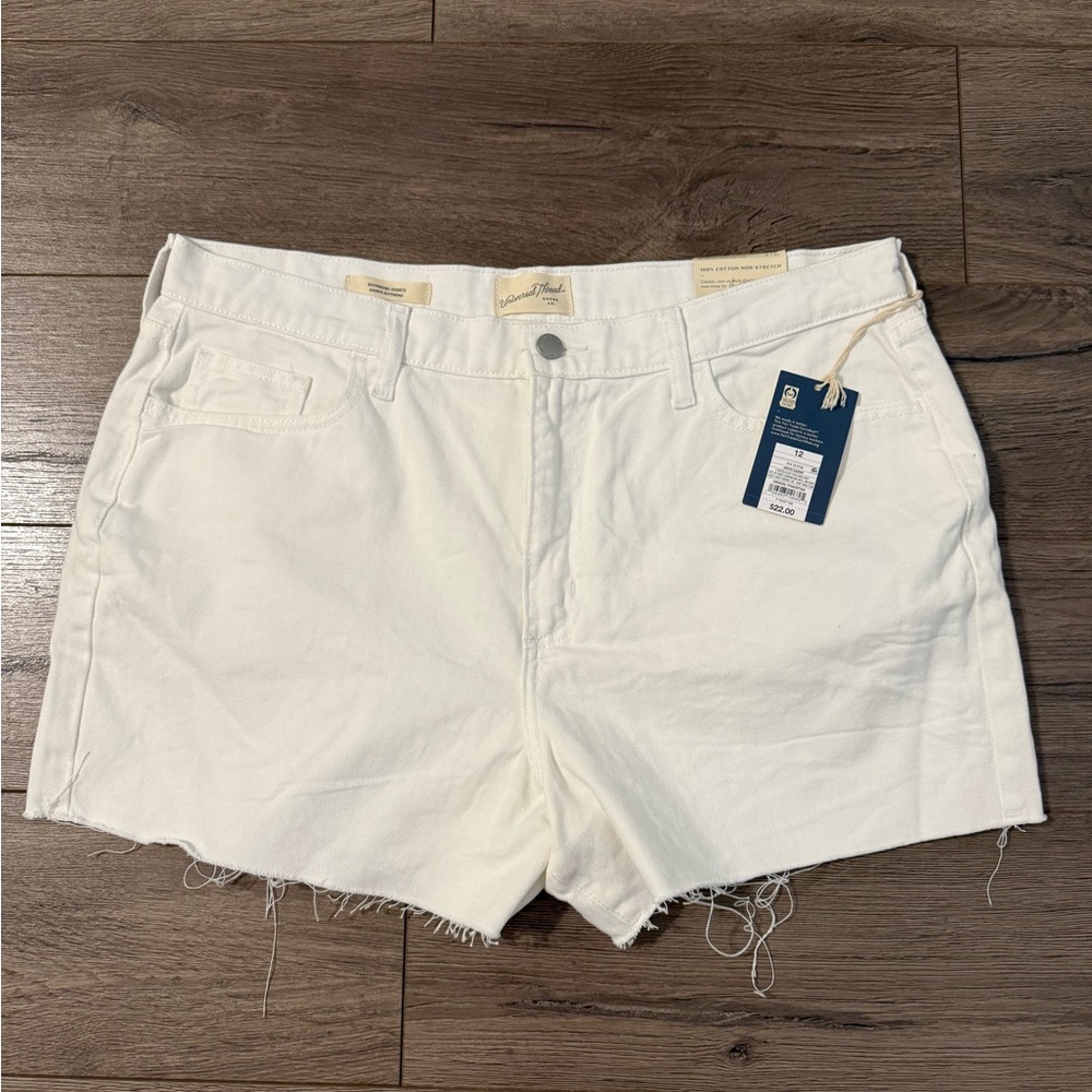 Universal Thread White Jean Shorts Frayed Hem